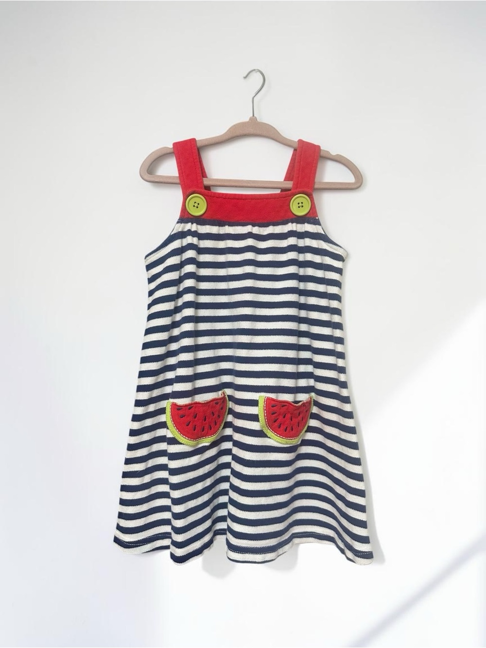 Vintage Toddler Girl Summer Dress, Hartstrings Striped Watermelon Dress, 3T
